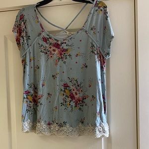 Light Blue Shirt With Flowers